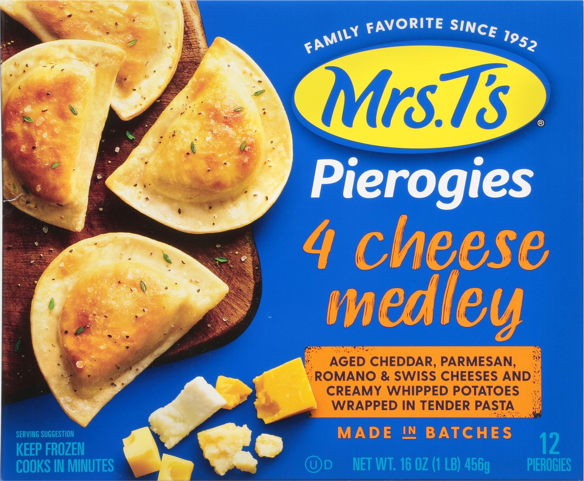 slide 1 of 16, Mrs. T's Pierogies Four Cheese Medley, 16 oz