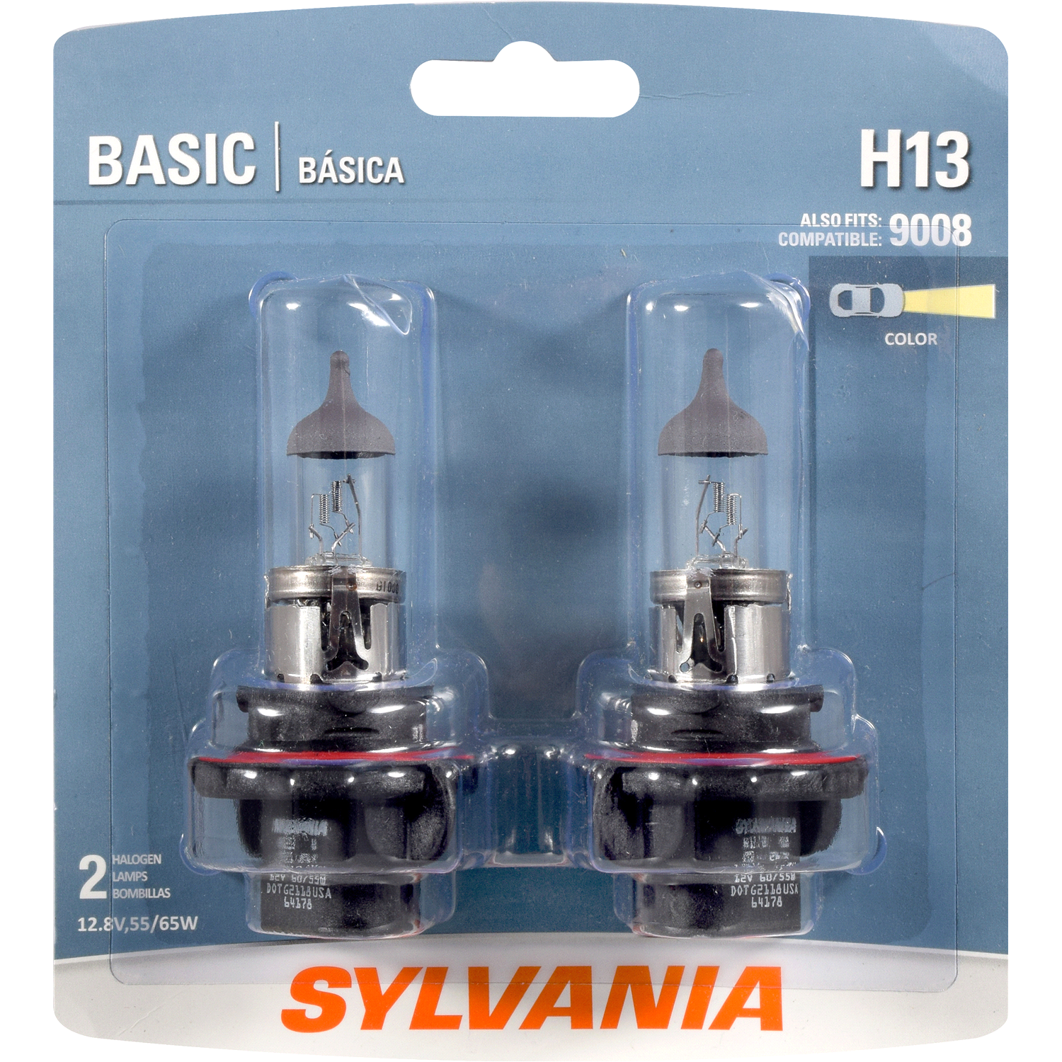 slide 1 of 1, Sylvania Basic Halogen Headlight H13, 2 ct