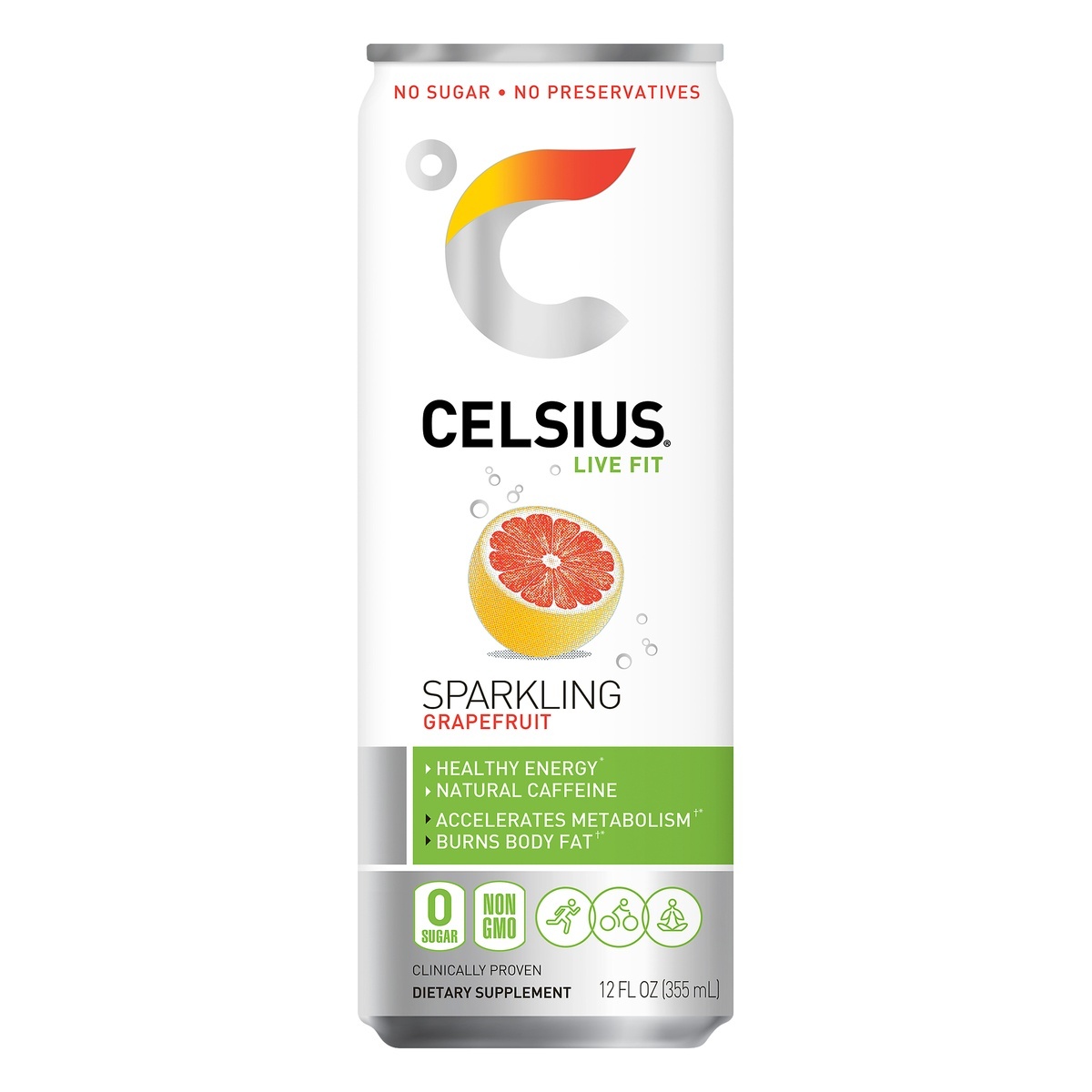 slide 1 of 1, CELSIUS Sparkling Natural Grapefruit Dietary Supplement Drink, 12 fl oz