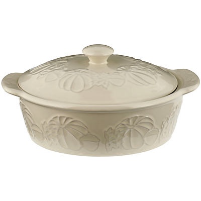 slide 1 of 1, Destination Holiday Fall Embossed Ceramic Casserole with Lid, 1 ct