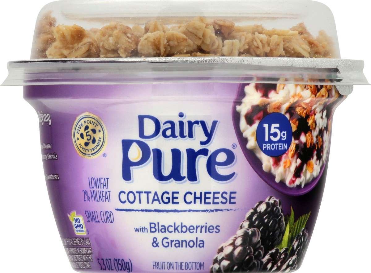 slide 8 of 10, Dairy Pure Cottage Cheese, With Blackberries & Granola, Small Curd, 2% Milkfat, 5.3 oz