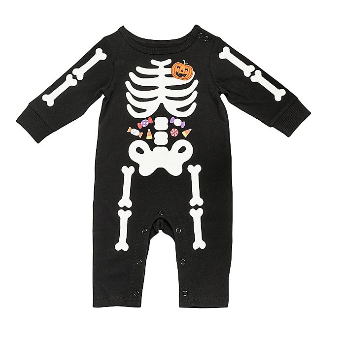 slide 1 of 1, Baby Starters Newborn Skeleton Coverall - Black, 1 ct