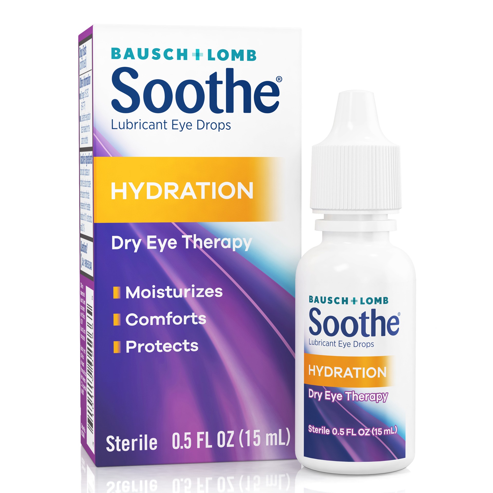 slide 1 of 9, Bausch + Lomb Soothe Hydration Eye Drops for Dry Eyes, Lubricating Eye Drops–from Bausch + Lomb, 0.5 FL OZ (15 mL), 0.50 fl oz