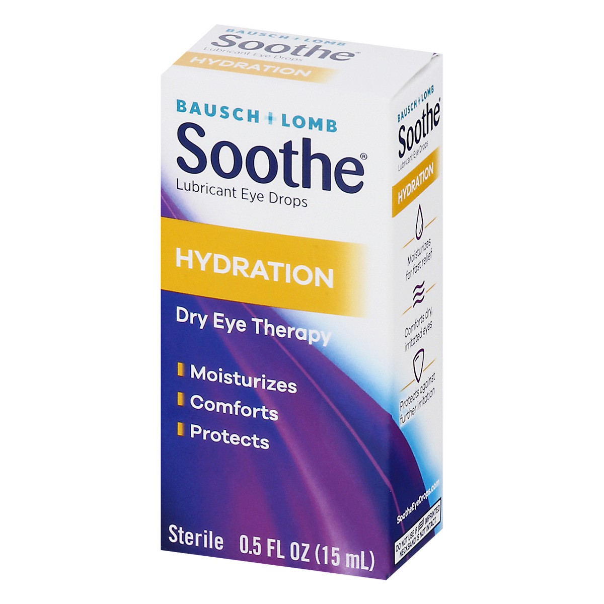 slide 5 of 9, Bausch + Lomb Soothe Hydration Eye Drops for Dry Eyes, Lubricating Eye Drops–from Bausch + Lomb, 0.5 FL OZ (15 mL), 0.50 fl oz