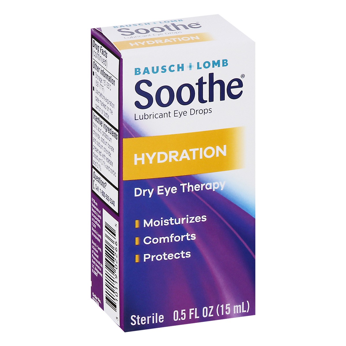 slide 4 of 9, Bausch + Lomb Soothe Hydration Eye Drops for Dry Eyes, Lubricating Eye Drops–from Bausch + Lomb, 0.5 FL OZ (15 mL), 0.50 fl oz