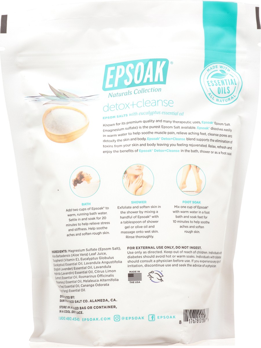 slide 3 of 9, Epsoak Naturals Collection Detox + Cleanse Epsom Salts 32 oz Pouch, 32 oz