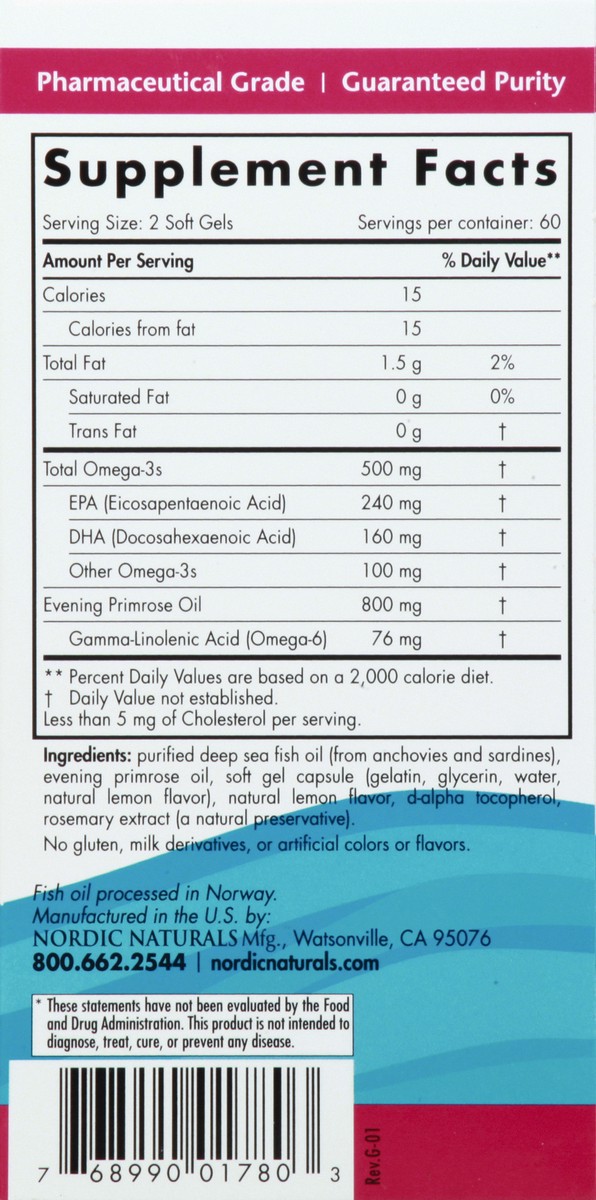 slide 5 of 9, Nordic Naturals With Evening Primrose Oil 830 mg Soft Gels Omega Woman 120 ea, 120 ct