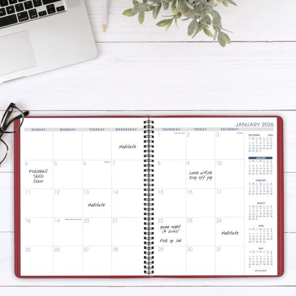 slide 6 of 10, AT-A-GLANCE® 2026 15-Month Monthly Planner, Red, Large, 9"" x 11"", 1 ct