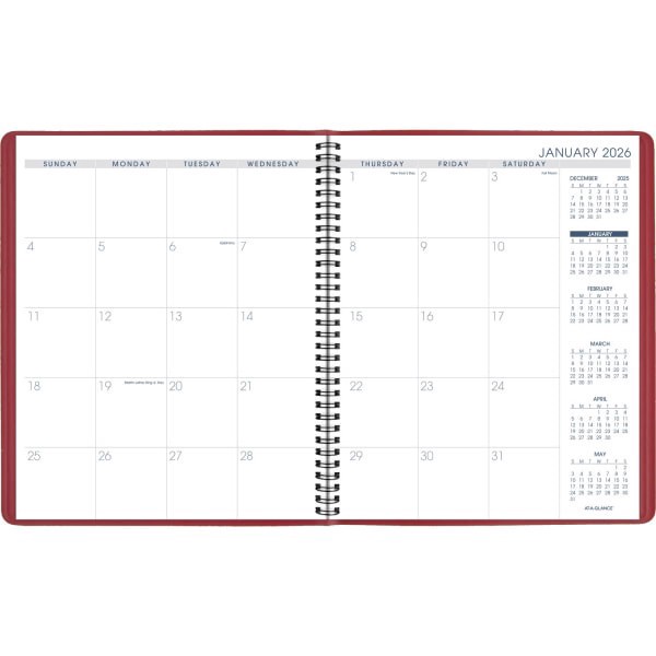 slide 3 of 10, AT-A-GLANCE® 2026 15-Month Monthly Planner, Red, Large, 9"" x 11"", 1 ct