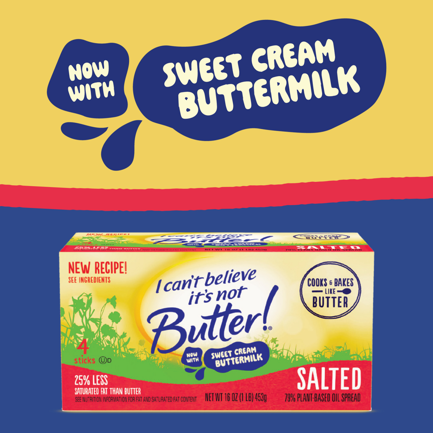 slide 4 of 7, I Can't Believe It's Not Butter! Salted Sticks with Sweet Cream Buttermilk 16 oz, 4 ct