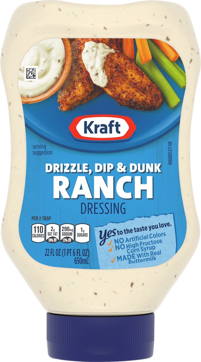 slide 7 of 8, Kraft Drizzle, Dip and Dunk Ranch Dressing, 22.0 fl oz Squeeze Bottle, 22 fl oz