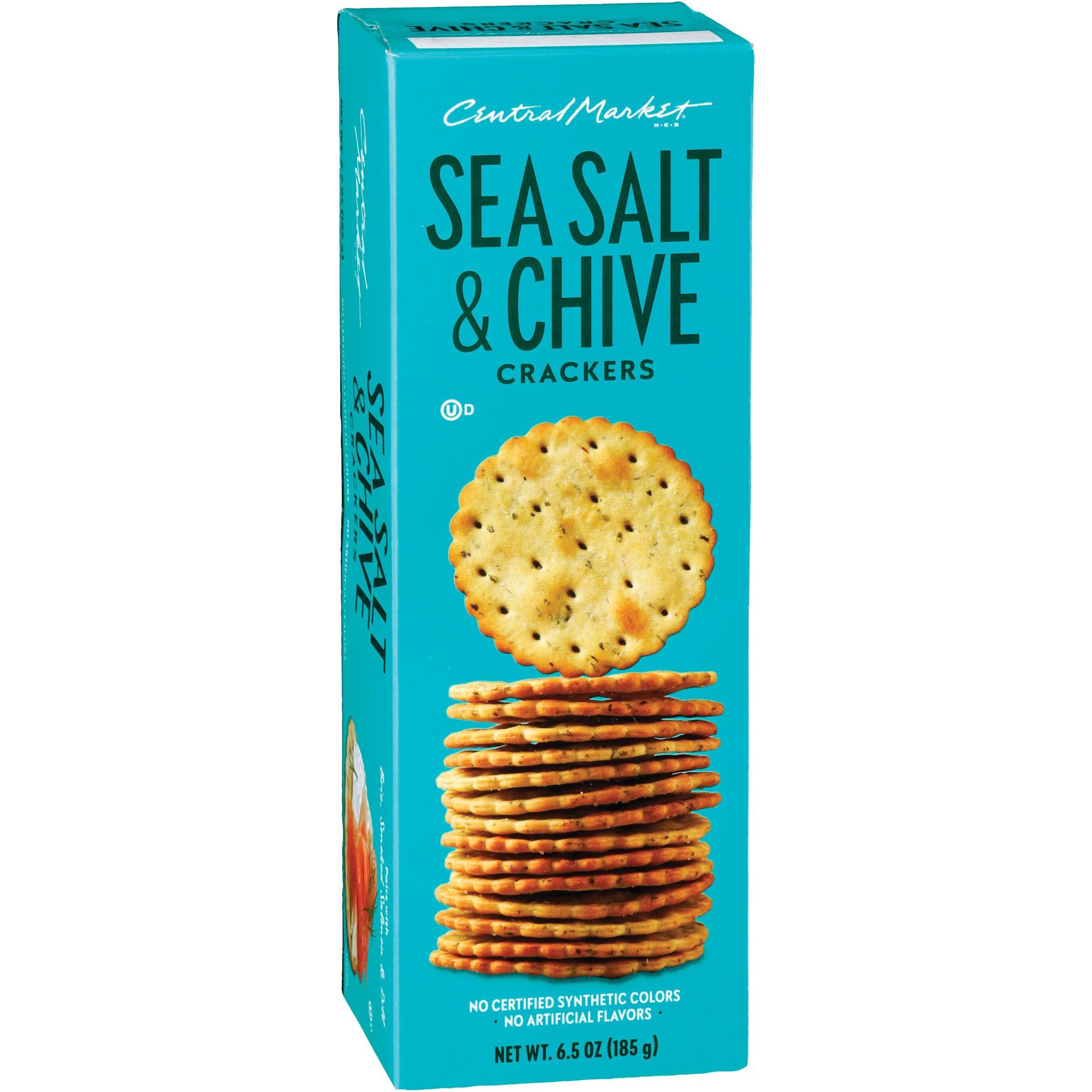 slide 1 of 1, Central Market Sea Salt & Chive Crackers, 5.5 oz