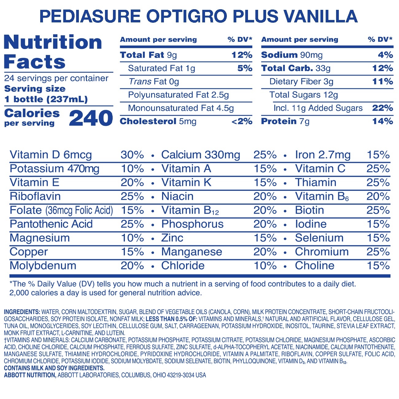 slide 2 of 3, Abbott Nutrition Pediasure Optigro Vanilla Kids Shake, 24, 8 fl oz