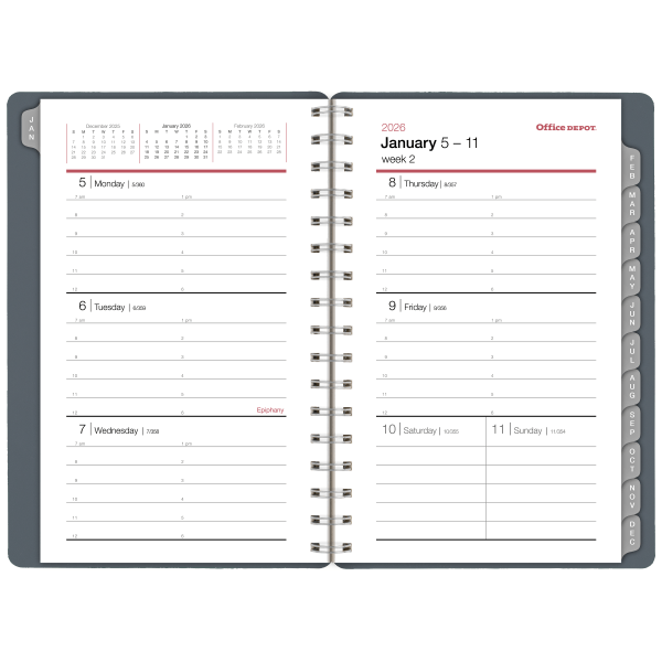 slide 4 of 6, Office Depot Brand Weekly Monthly Appointment Book, 4"" x 6"", Silver, January 2026 to December 2026, OD71043026, 1 ct