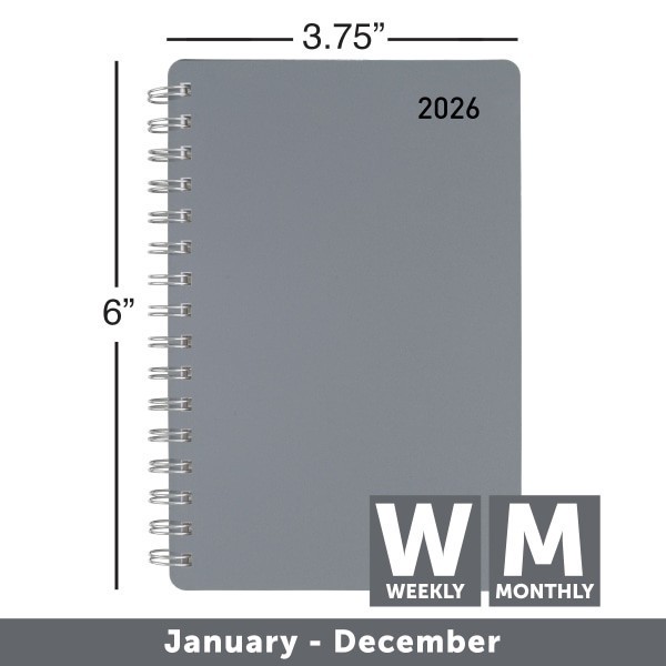 slide 2 of 6, Office Depot Brand Weekly Monthly Appointment Book, 4"" x 6"", Silver, January 2026 to December 2026, OD71043026, 1 ct