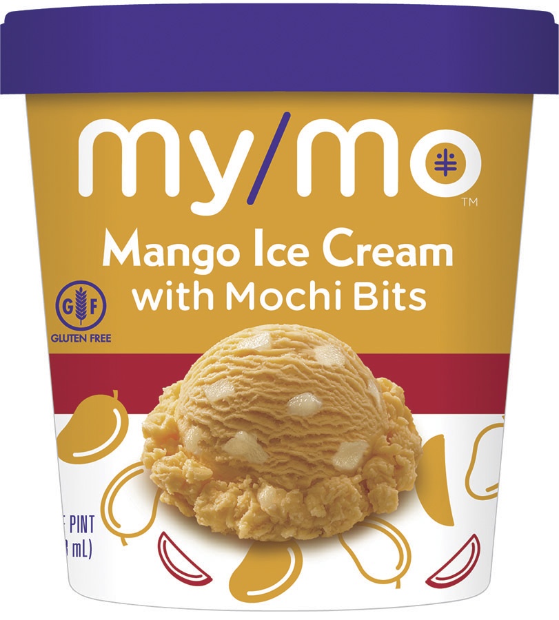 slide 1 of 1, My/Mo Mango Ice Cream With Mochi Bits Pint, 16 oz