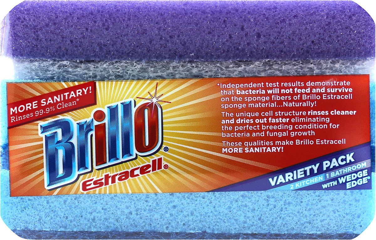 slide 2 of 11, Brillo Estracell 3 Pack Variety Pack No Scratch Scrub Sponge 3 ea, 3 ct