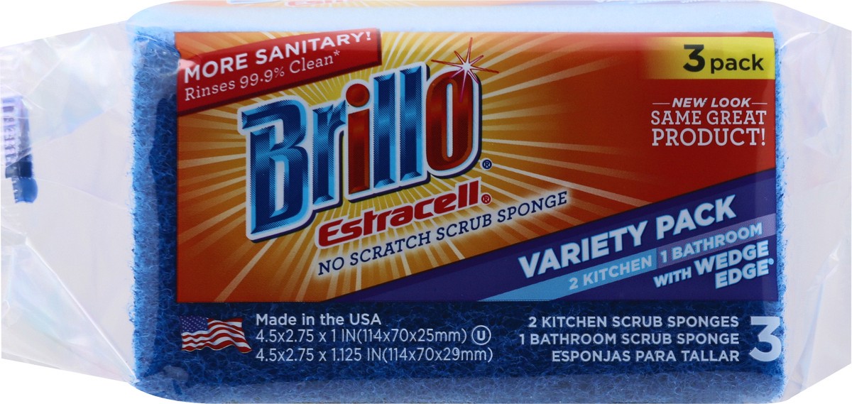 slide 5 of 11, Brillo Estracell 3 Pack Variety Pack No Scratch Scrub Sponge 3 ea, 3 ct