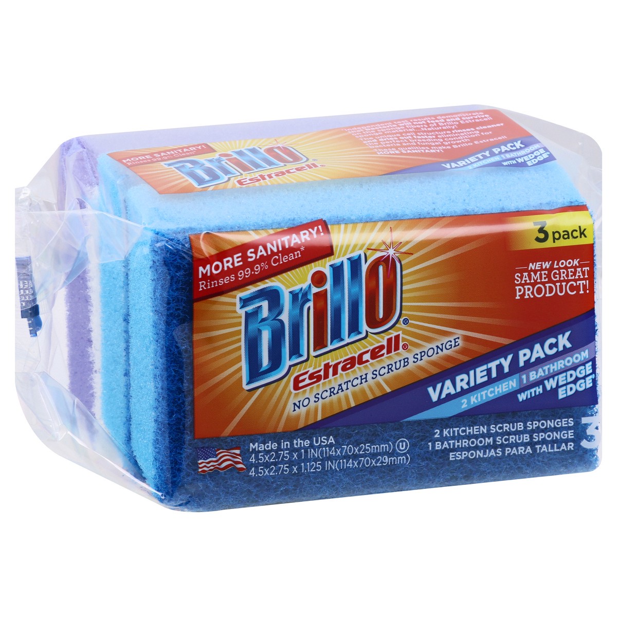 slide 6 of 11, Brillo Estracell 3 Pack Variety Pack No Scratch Scrub Sponge 3 ea, 3 ct