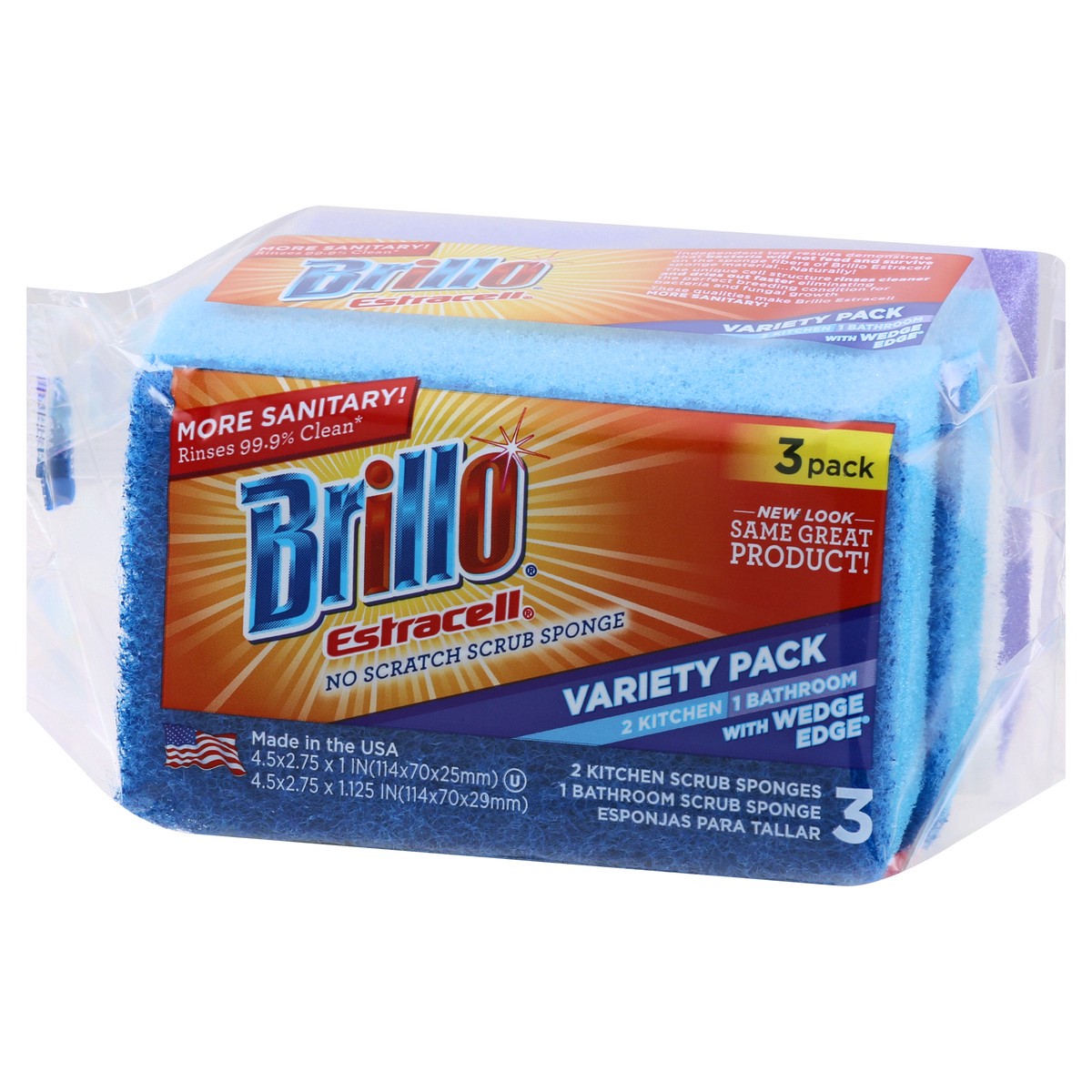 slide 10 of 11, Brillo Estracell 3 Pack Variety Pack No Scratch Scrub Sponge 3 ea, 3 ct