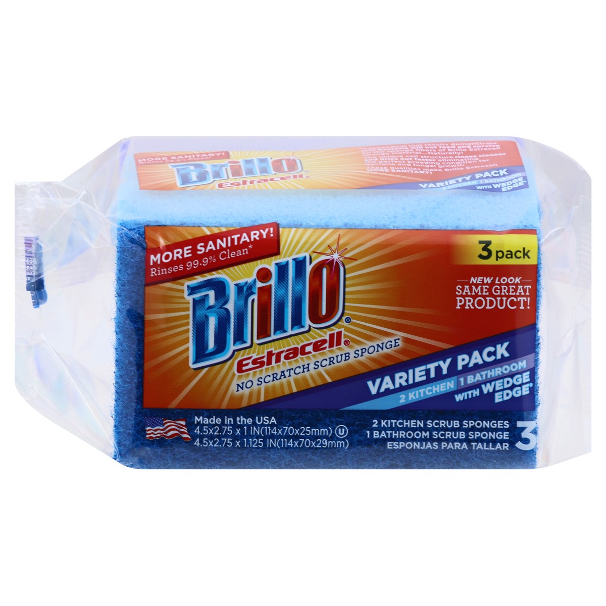 slide 11 of 11, Brillo Estracell 3 Pack Variety Pack No Scratch Scrub Sponge 3 ea, 3 ct