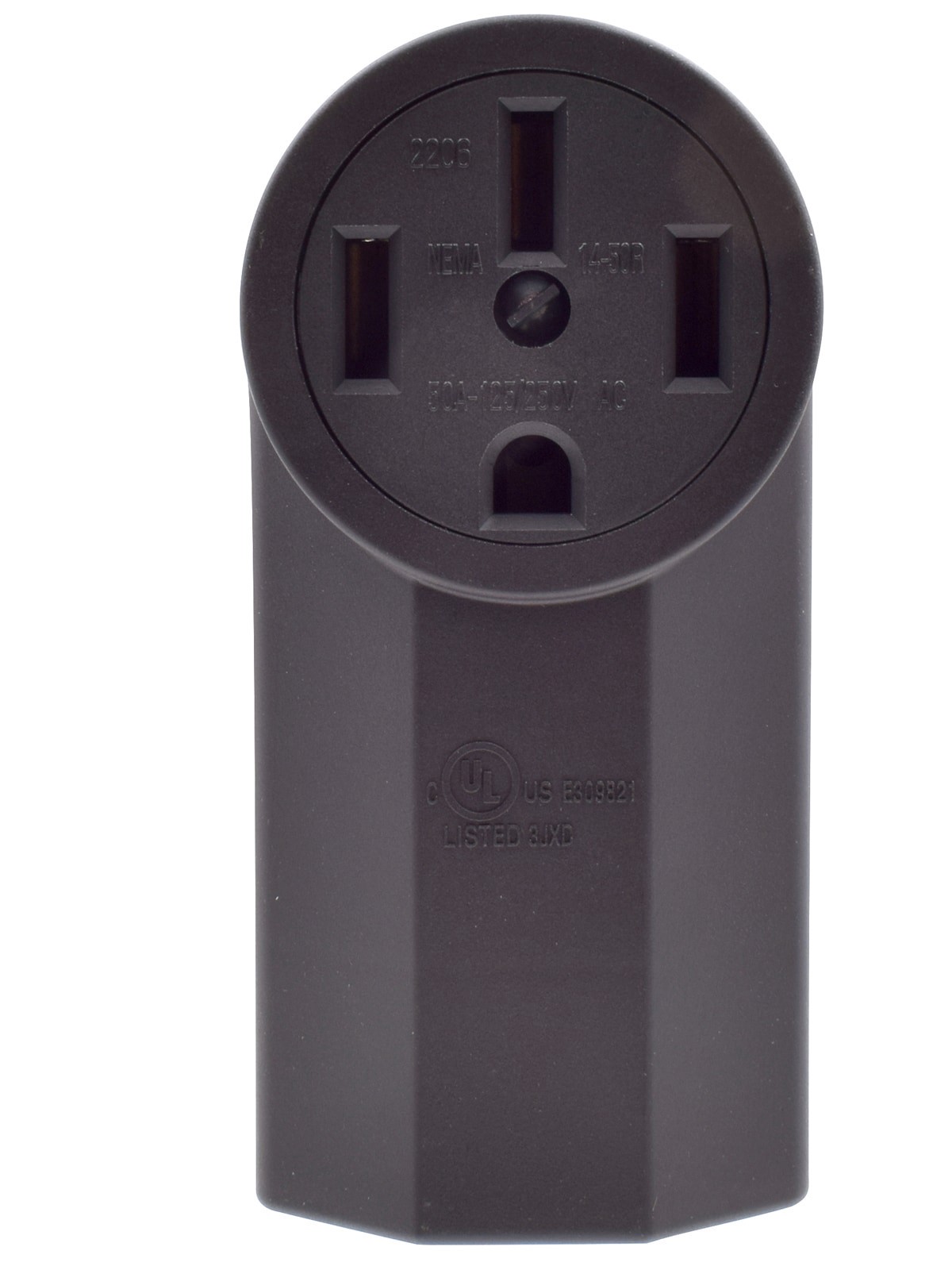 slide 4 of 6, Utilitech 50 -Amp 125/250-volt Industrial Round Range power outlet , Black, 1 ct