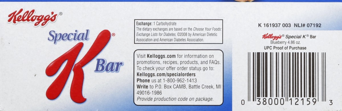 slide 4 of 6, Kellogg's Special K Blueberry Cereal Bars, 6 ct
