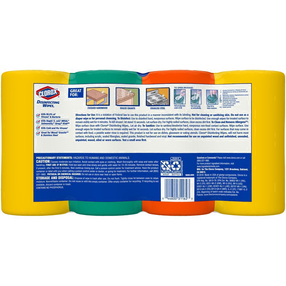 slide 132 of 222, Clorox Disinfecting Bleach Free Cleaning Wipes Value Pack 4CT, 4 ct