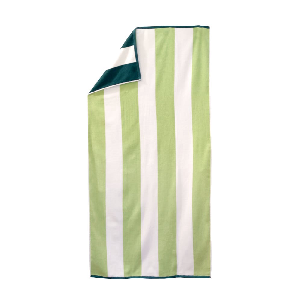 slide 1 of 1, Hd Designs Reversible Green & White Stripe Beach Towel, 1 ct