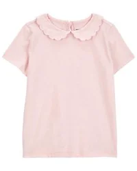 Oshkosh Toddler Scalloped Collar Short-Sleeve Top - Pink - 4T