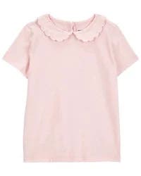 Oshkosh Toddler Scalloped Collar Short-Sleeve Top - Pink - 4T