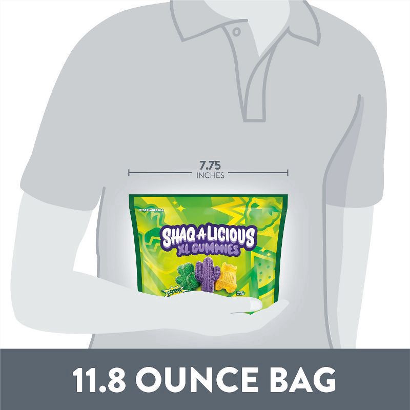 slide 6 of 6, SHAQ-A-LICIOUS XL GUMMIES Assorted Flavored Sour Chewy, Candy Bag, 11.8 oz, 11.8 oz
