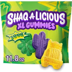 Shaq-A-Licious XL Gummies Assorted Flavored Sour Chewy Candy Bag, 11.8 oz