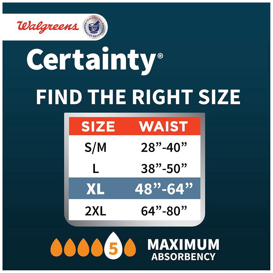 slide 5 of 5, Walgreens Certainty Men's ComfortLux Underwear XL, 26 ct