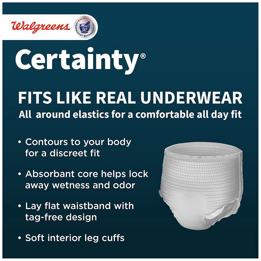 slide 3 of 5, Walgreens Certainty Men's ComfortLux Underwear XL, 26 ct