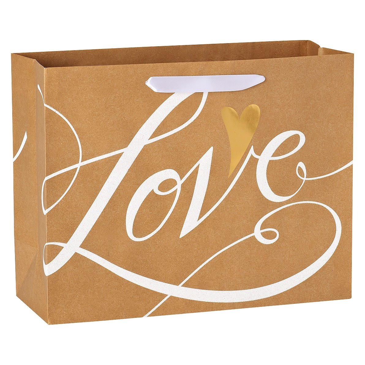 slide 1 of 1, Medium Gift Bag Wedding Love Kraft - Spritz, 1 ct