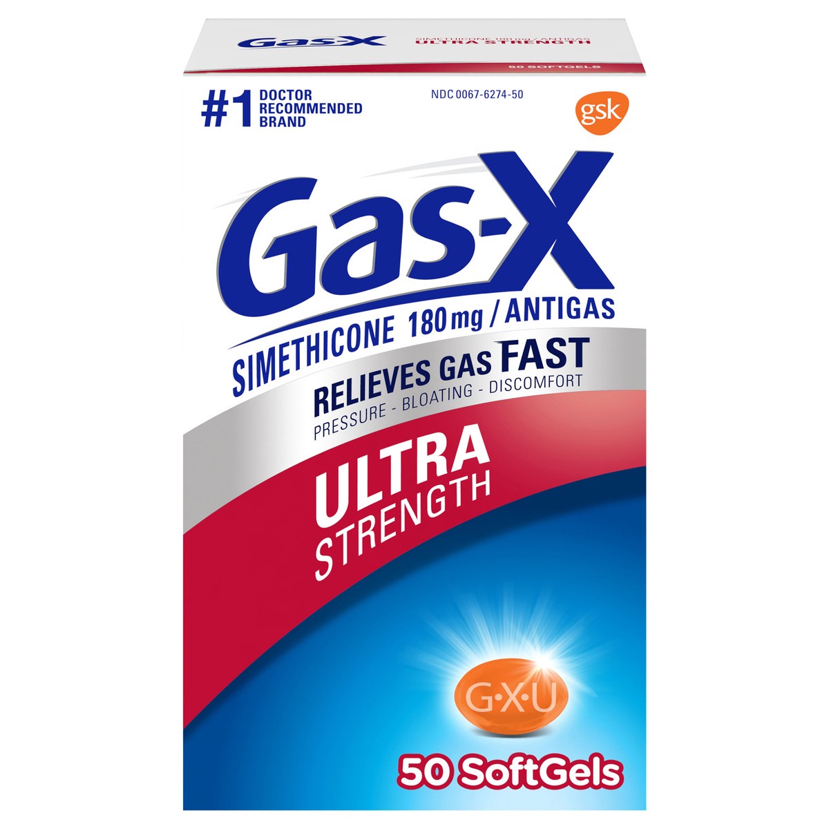 slide 1 of 1, Gas-X Ultra Strength Gas Relief Softgels with Simethicone 180 mg - 50 Count, 50 ct