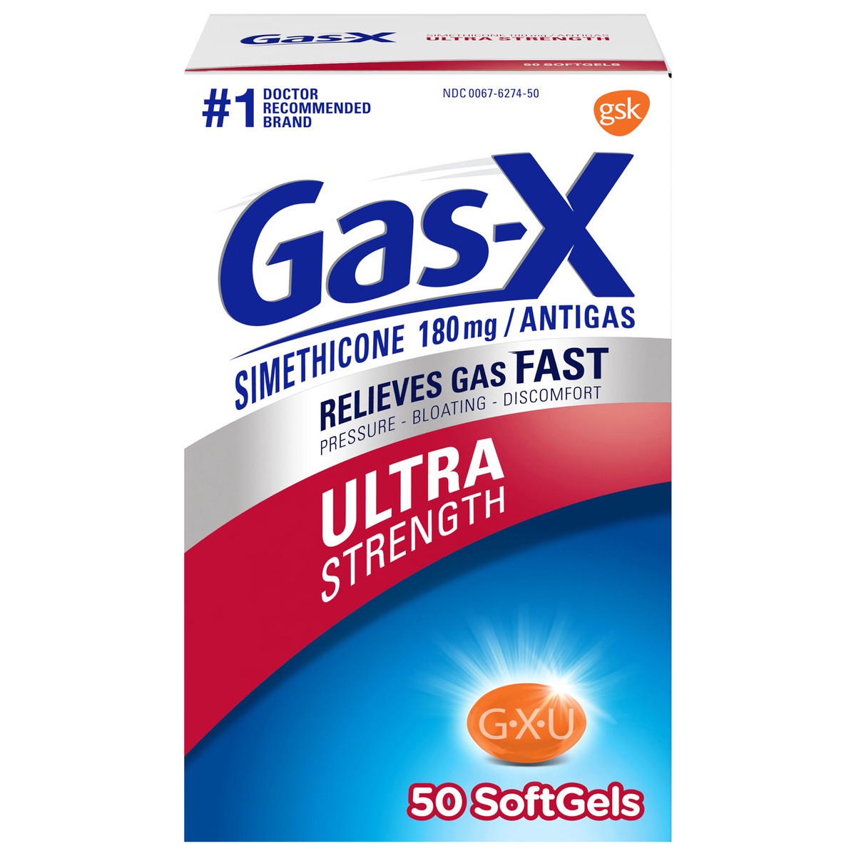 slide 1 of 1, Gas-X Ultra Strength Gas Relief Softgels with Simethicone 180 mg for Bloating Relief - 50 Count, 50 ct