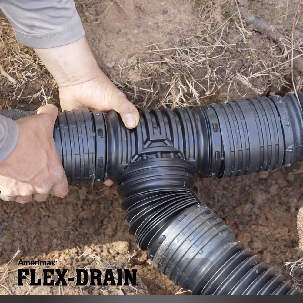 slide 5 of 6, FLEX Drain by Amerimax 4-in x 4-in 45 -Degree Corrugated Tee Fittings, 1 ct