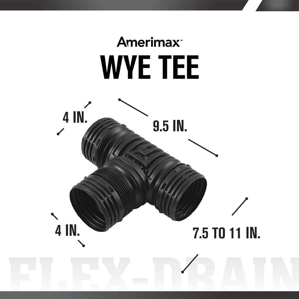 slide 4 of 4, FLEX Drain by Amerimax 4-in x 4-in 45 -Degree Corrugated Tee Fittings, 1 ct