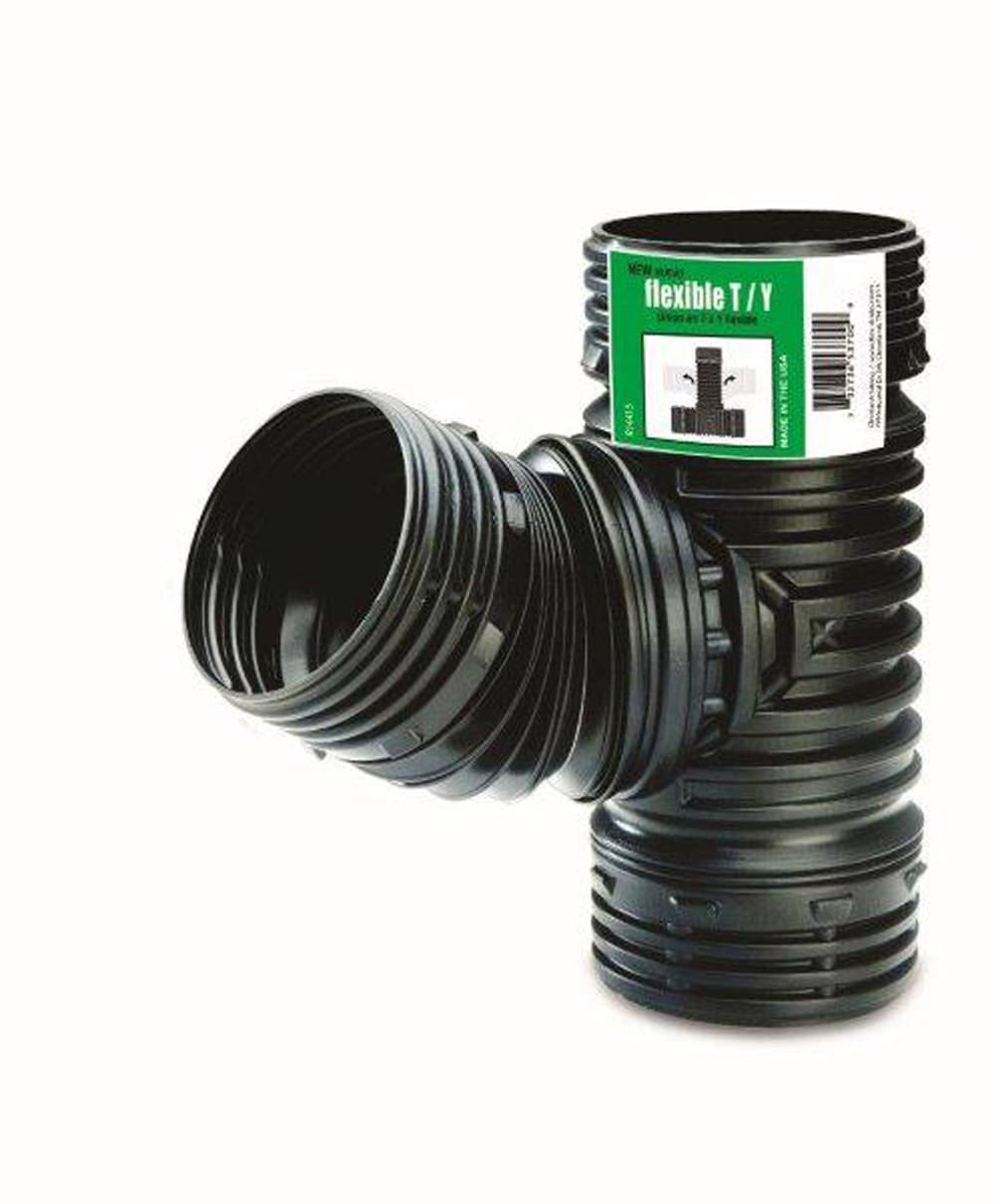 slide 1 of 4, FLEX Drain by Amerimax 4-in x 4-in 45 -Degree Corrugated Tee Fittings, 1 ct