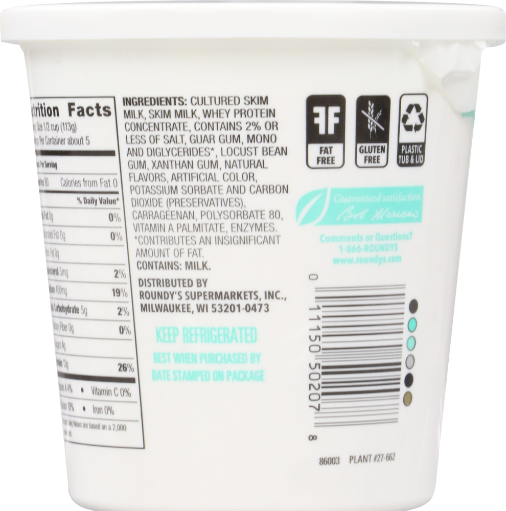 slide 2 of 3, Roundy's Fat Free Small Curd Cottage Cheese, 22 oz