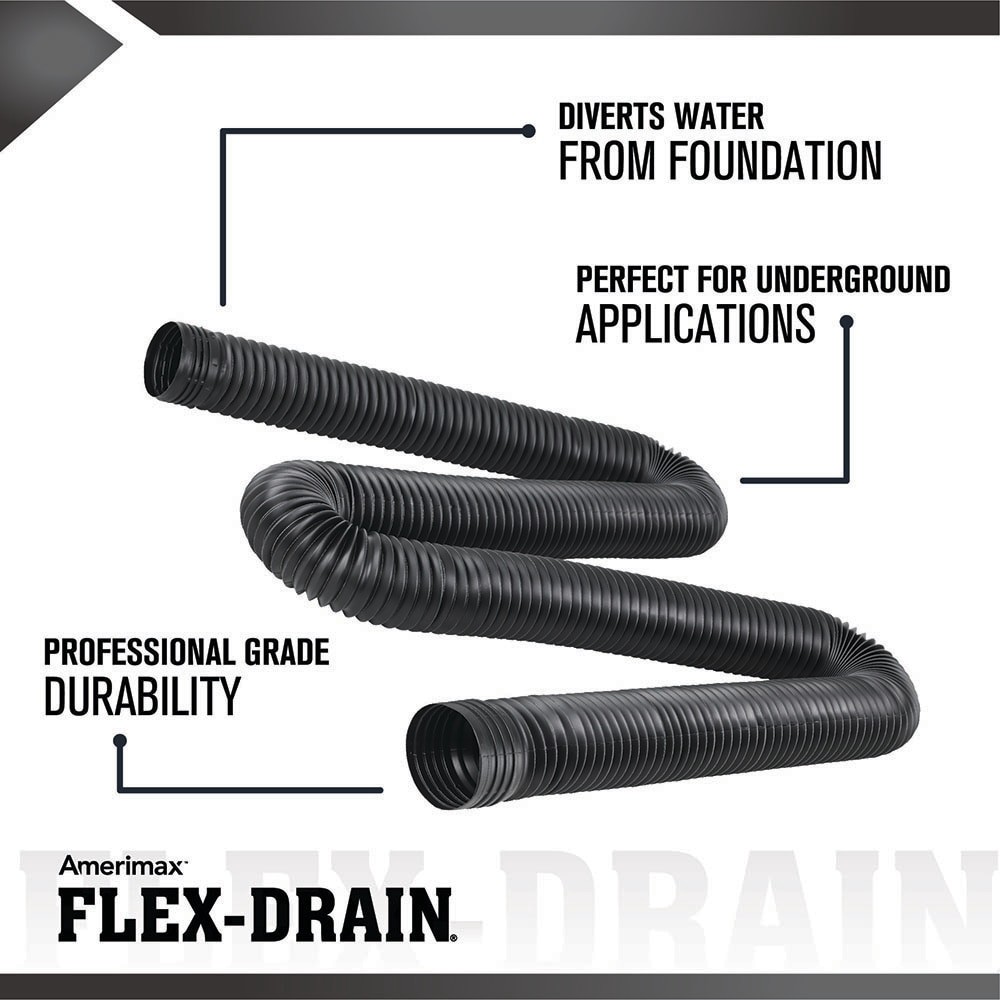 slide 3 of 6, FLEX Drain by Amerimax 4-in x 12-ft Corrugated Solid Pipe, 1 ct