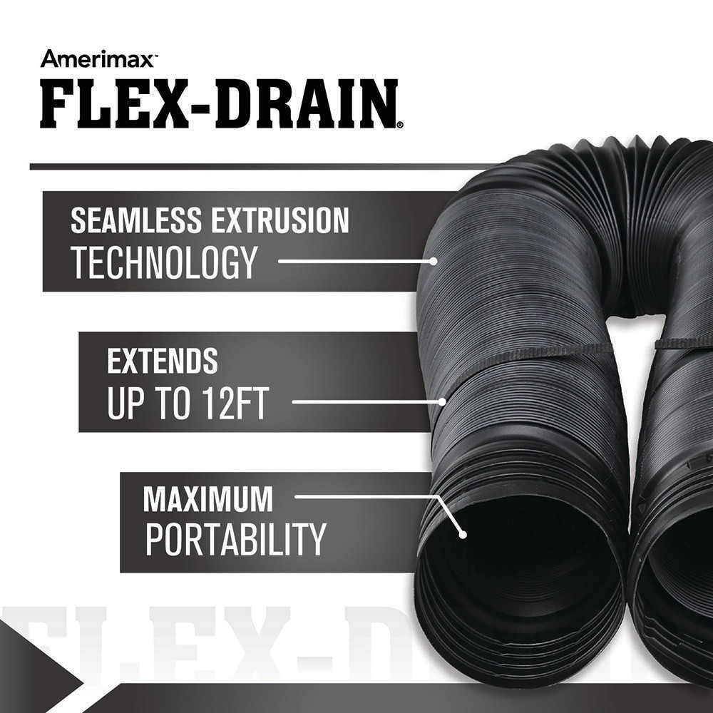 slide 4 of 6, FLEX Drain by Amerimax 4-in x 12-ft Corrugated Solid Pipe, 1 ct