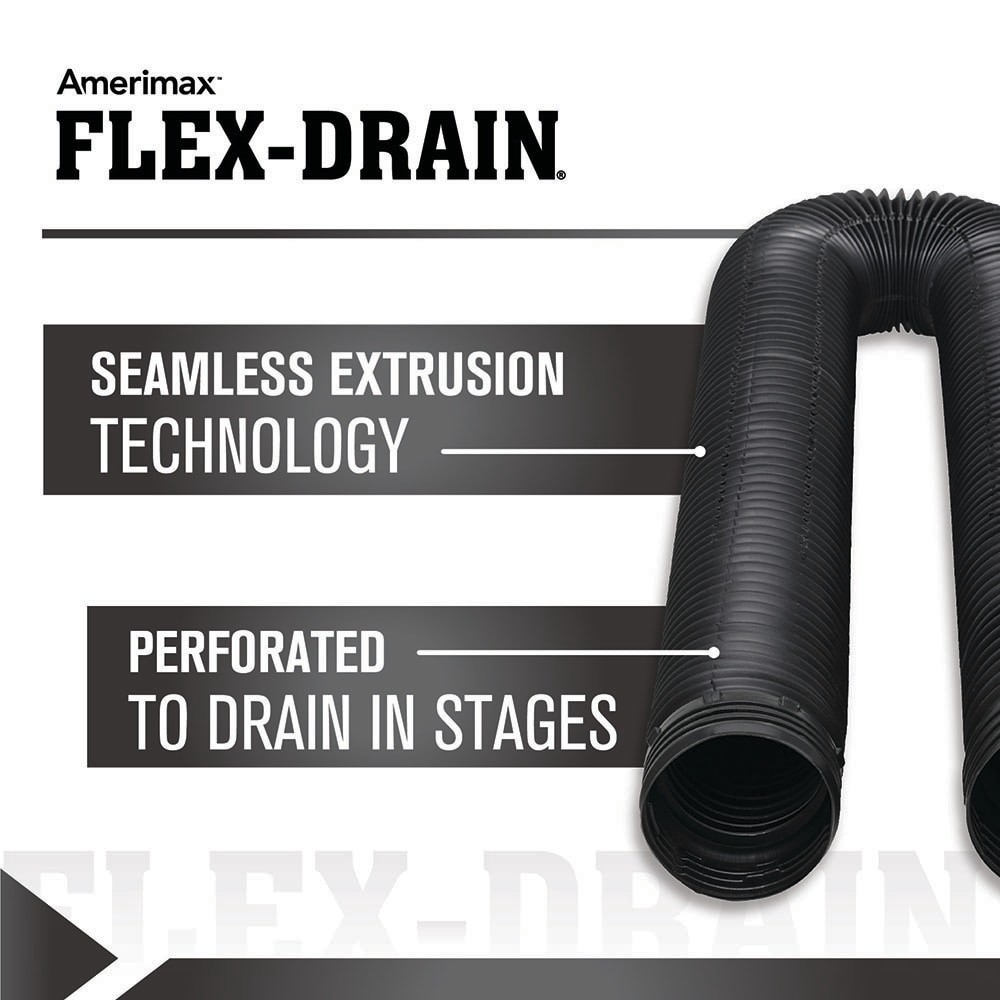 slide 3 of 6, FLEX Drain by Amerimax 4-in x 8-ft Corrugated Perforated Pipe, 1 ct