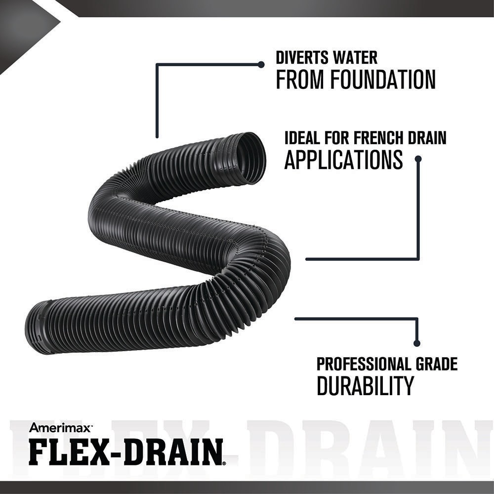 slide 5 of 6, FLEX Drain by Amerimax 4-in x 8-ft Corrugated Perforated Pipe, 1 ct