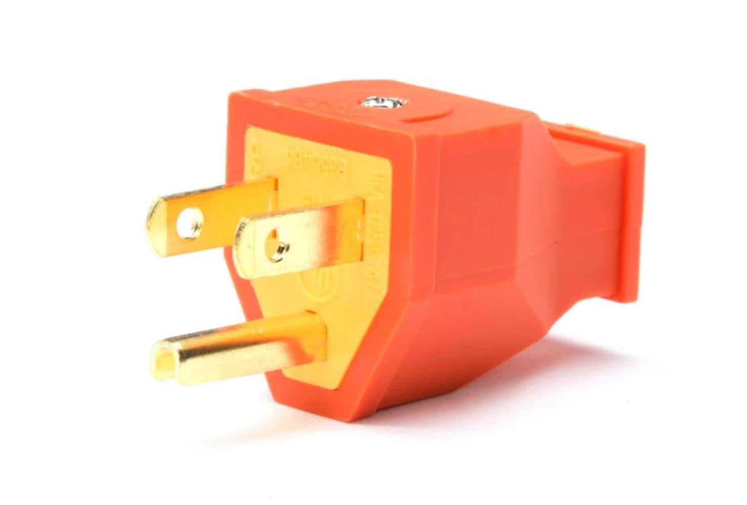 slide 4 of 4, Project Source 15-Amp 125-Volt NEMA 5-15p 3-wire Grounding General-duty Straight Plug, Orange, 1 ct