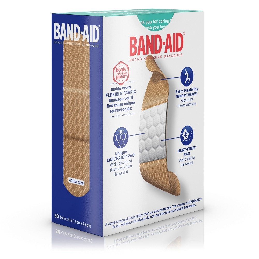 slide 2 of 8, BAND-AID Bandaid Flexible Fabric Adhesive Bandages, 30 ct