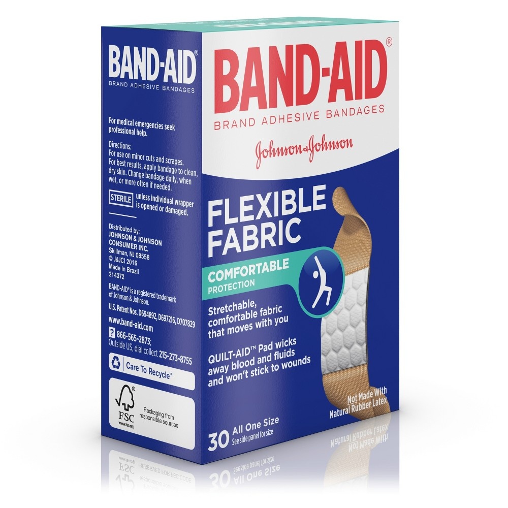 slide 3 of 8, BAND-AID Bandaid Flexible Fabric Adhesive Bandages, 30 ct