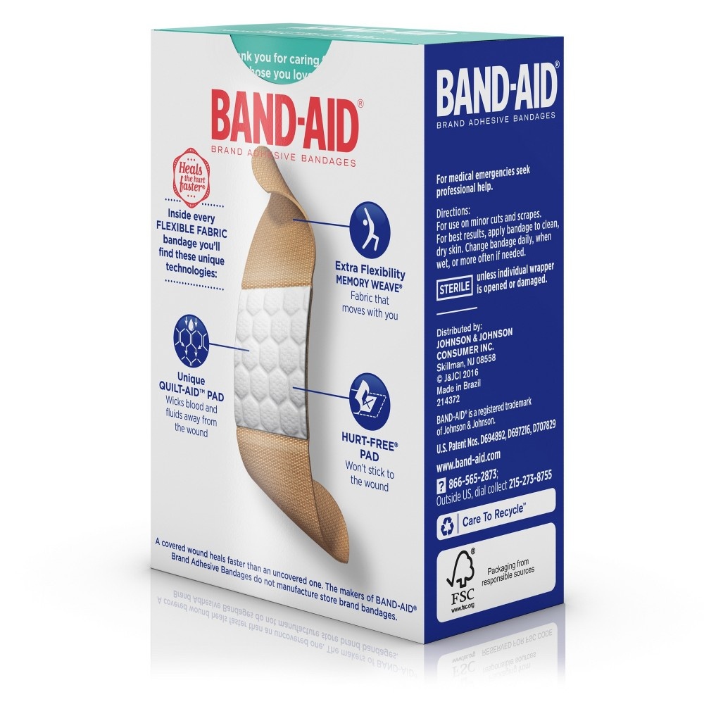 slide 7 of 8, BAND-AID Bandaid Flexible Fabric Adhesive Bandages, 30 ct